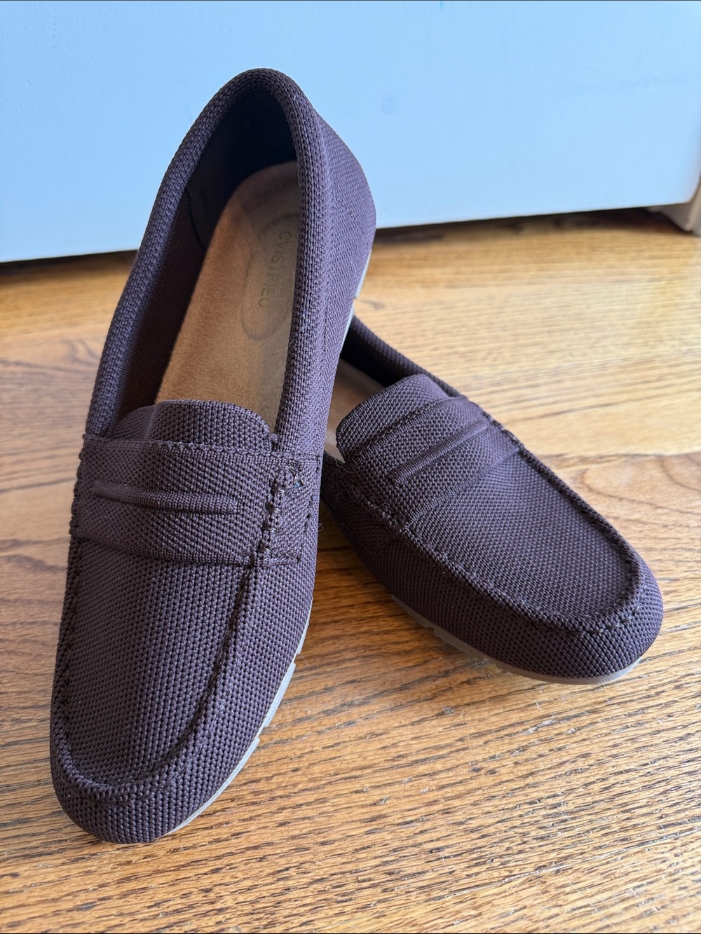 Women's Brown Canvas Penny Loafers